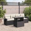 vidaXL 5-delige Loungeset met kussens poly rattan zwart