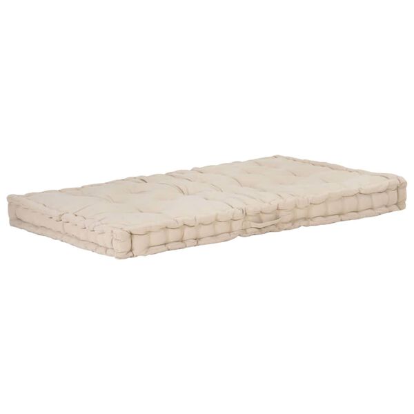 vidaXL Palletvloerkussen 120x80x10 cm katoen beige