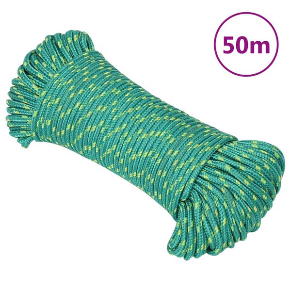 vidaXL Boottouw 3 mm 50 m polypropyleen groen