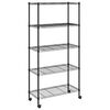 vidaXL Opbergrek 5-laags met wielen 250 kg 75x35x155 cm zwart