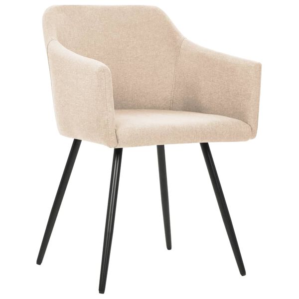 vidaXL Eetkamerstoelen 2 st stof cr&egrave;mekleurig