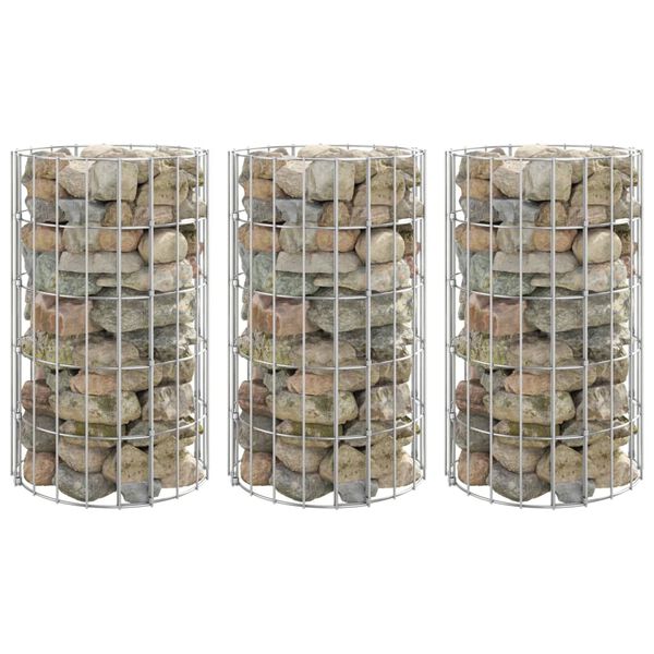 vidaXL Gabion plantenbakken 3 st rond verhoogd Ø30x50 cm staal