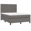 vidaXL Boxspring met matras kunstleer grijs 140x190 cm