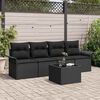 vidaXL Tuin Sofa Set met kussen met opslag 5 pcs Zwart poly rattan