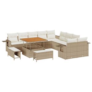 vidaXL Tuinbankenset 13 pcs Beige poly rattan