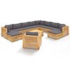 vidaXL 12-delige Loungeset met kussens massief teakhout