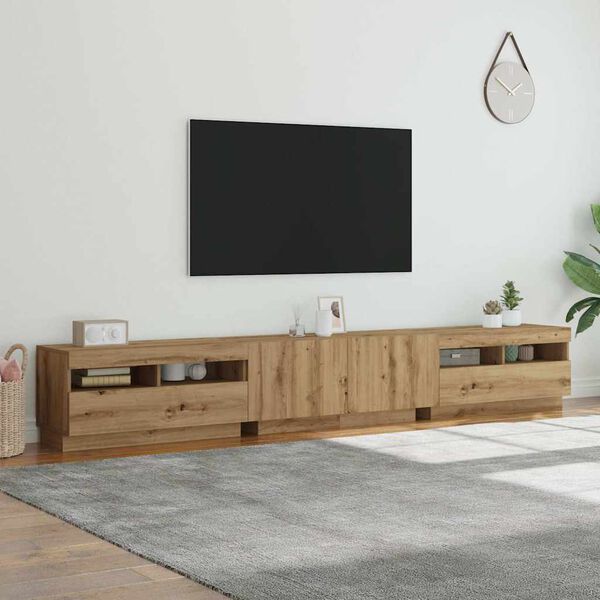 vidaXL Tv-meubel met LED 260x35x40 cm bewerkt hout artisanaal eiken