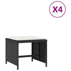 vidaXL Tuinkrukken 4 st met kussens 41x41x36 cm poly rattan zwart