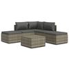 vidaXL 6-delige Loungeset met kussens poly rattan grijs