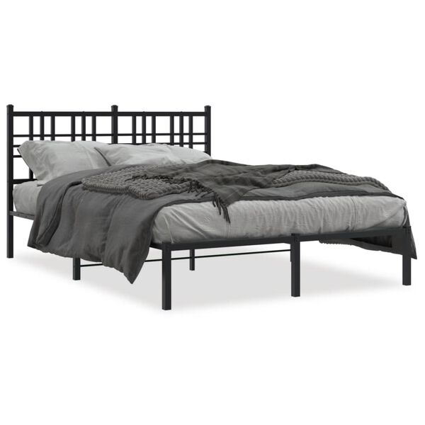 vidaXL Bedframe met hoofdbord metaal zwart 120x190 cm