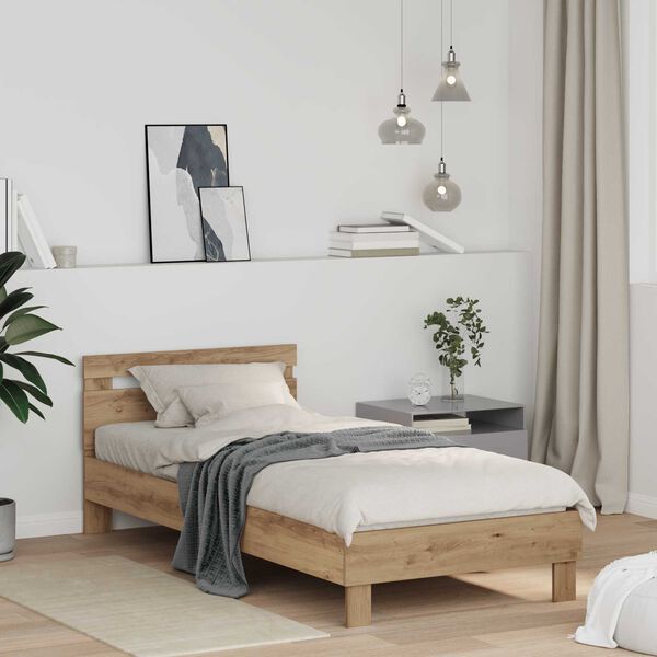 vidaXL Bedframe Artisan Eiken 98.5 x 200 cm Bewerkt hout