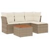 vidaXL 5-delige Loungeset met kussens poly rattan beige