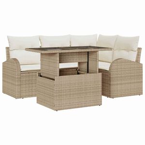 vidaXL Tuin Sofa Set 5 st Beige poly rattan