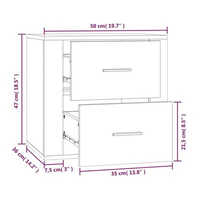 vidaXL Nachtkastje wandgemonteerd 50x36x47 cm zwart