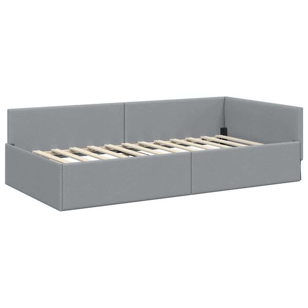 vidaXL Hoekbedframe met hoofdeinde Lichtgrijs 90 cm x 190 cm Fluweel