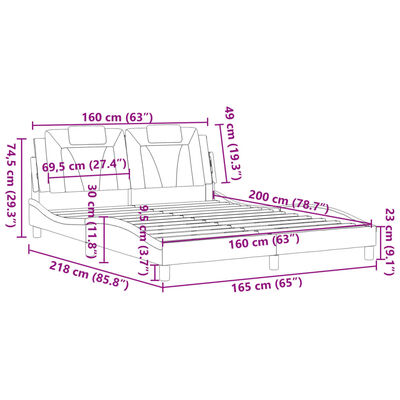 vidaXL Bedframe met hoofdbord kunstleer wit 160x200 cm