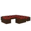 vidaXL 13-delige Loungeset met kussens poly rattan bruin