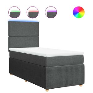 vidaXL Boxspring met matras stof donkergrijs 80x200 cm