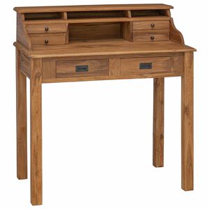 vidaXL Schrijfbureau Naturel 89,5 x 49,5 x 100 cm Massief Teakhout