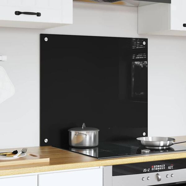 vidaXL Keuken Achterwand Zwart 70 x 60 cm gehard glas