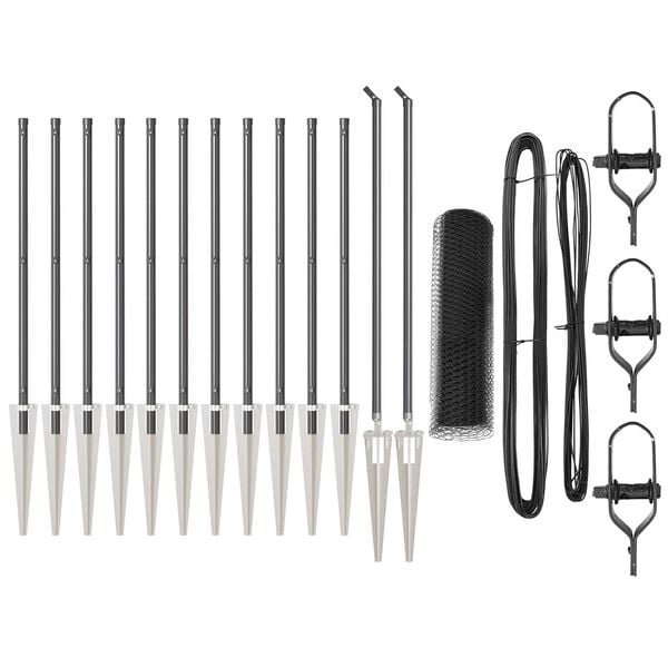 vidaXL Afrasteringspaal Grijs 25 x 0,4 m (13 mm gaas) Staal en PVC