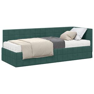 vidaXL Hoekbedframe met Matras 2 st Donkergroen 80 x 200 cm Fluweel