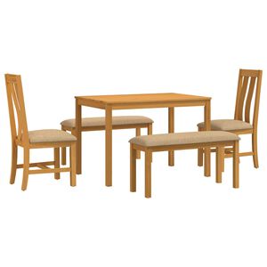 vidaXL Eetkamerset 5 st Beige Massief Eikenhout