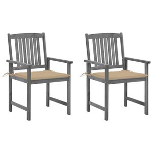 vidaXL Tuinstoelen 2 st met kussens massief acaciahout grijs