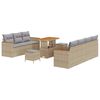 vidaXL Tuin Sofa Set met kussen met opslag Beige Poly riet