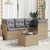 vidaXL 5-delige Loungeset met kussens poly rattan beige
