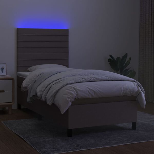 vidaXL Boxspring met matras en LED stof taupe 80x200 cm