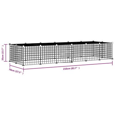 vidaXL Huisdierenkooi met deur 28 panelen 35x35 cm staal zwart