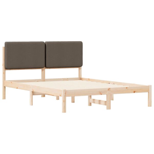 vidaXL Bedframe met Gevoerd Hoofdgedeelte Taupe 140 x 200 cm