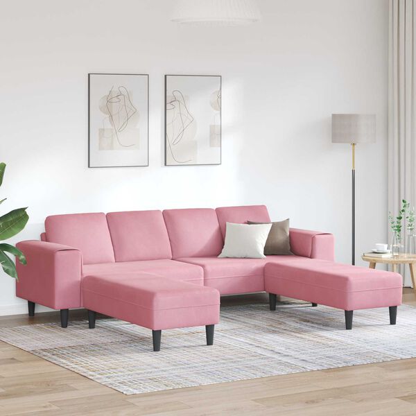 vidaXL Woonkamer Bank 3 pcs Roze