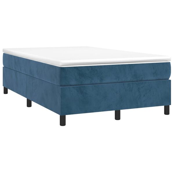 vidaXL Boxspring met matras fluweel donkerblauw 120x190 cm