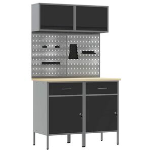 vidaXL Werkkast set met lade met plank met opslag met slot 8 pcs Grijs