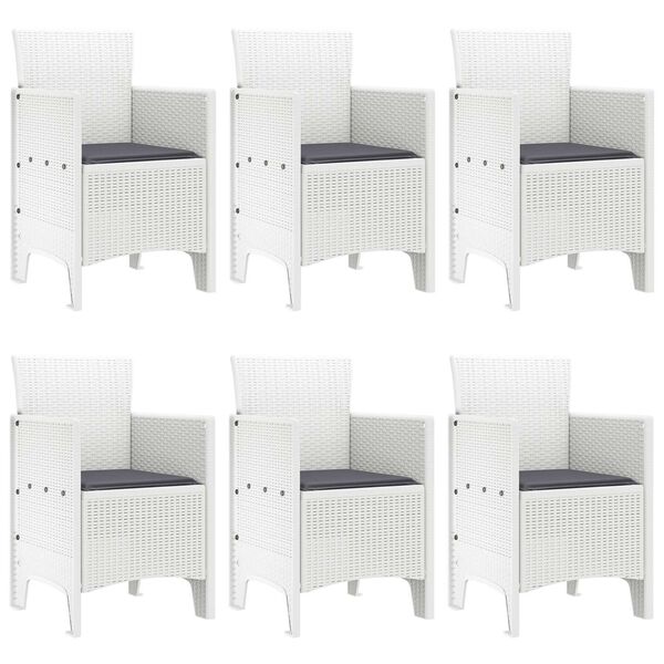 vidaXL Tuin Eetset 7 pcs Wit Polt riet