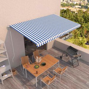 vidaXL Luifel automatisch uittrekbaar 500x350 cm blauw en wit