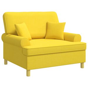 vidaXL Fauteuil met kussens Lichtgeel Stof