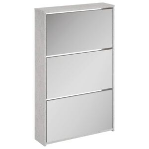 vidaXL Schoenenkast met spiegel 3-laags 63x17x102,5 cm betongrijs