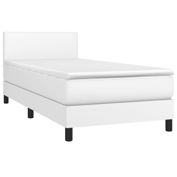 vidaXL Boxspring met matras en LED kunstleer wit 100x200 cm
