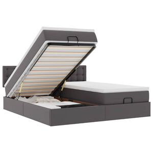 vidaXL Ottoman bed met matrassen en LED's 200x200cm kunstleer grijs