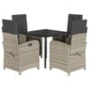 vidaXL 5-delige Tuinset met kussens poly rattan lichtgrijs