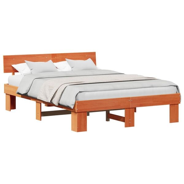 vidaXL Bedframe Wasbruin 140 x 200 cm Massief grenenhout