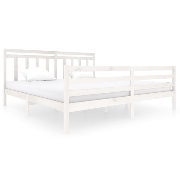 vidaXL Bedframe massief hout wit 200x200 cm