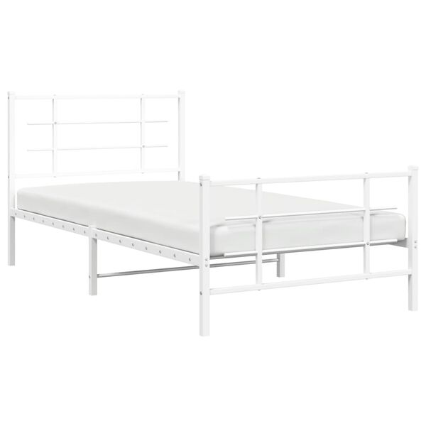 vidaXL Bedframe met hoofd- en voeteneinde metaal wit 107x203 cm