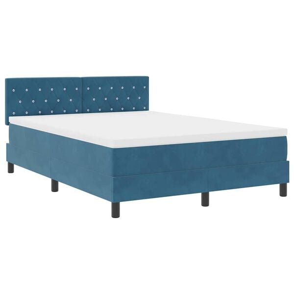 vidaXL Boxspringbed met matras Donkerblauw 140 x 190 cm Fluweel