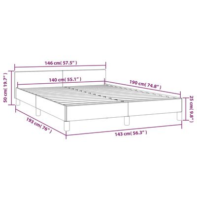 vidaXL Bedframe zonder matras stof donkerbruin 140x190 cm