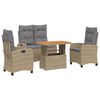 vidaXL 4-delige Tuinset met kussens poly rattan beige