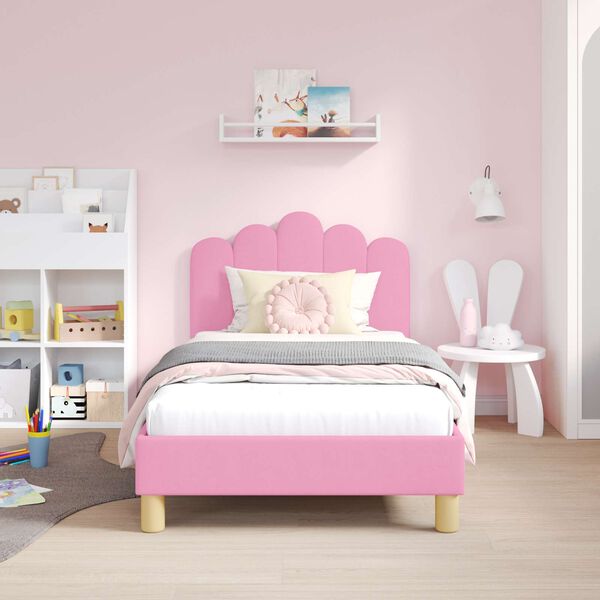 vidaXL Bedframe voor kinderen met hoofdbord Roze 80 x 160 cm Stof